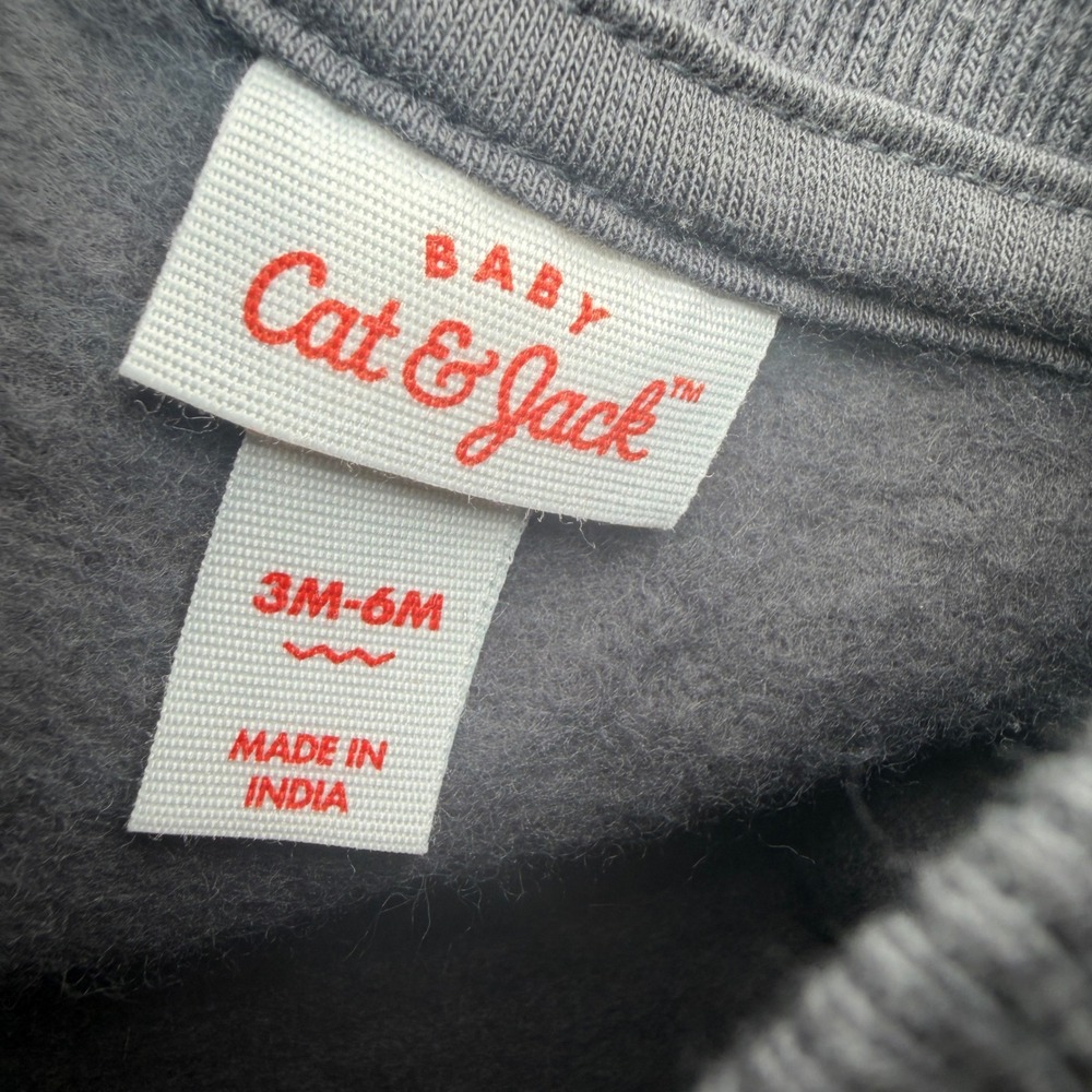 Cat & Jack Baby Boy Lightning Bolt Sweatshirt Joggers Denim Pants Set 0-6M 3pc - Picture 7 of 7